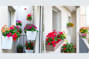 Small balcony featuring a DIY pallet herb garden