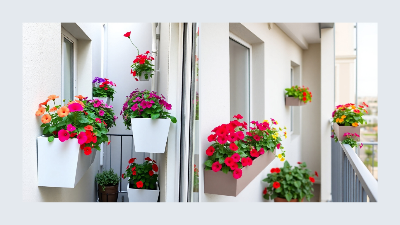 Small balcony featuring a DIY pallet herb garden